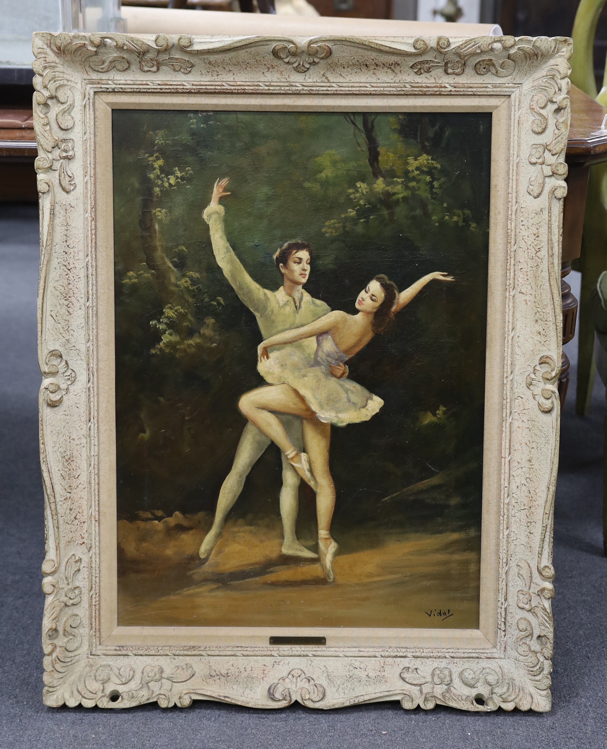Gustave Vidal (1895-1966), oil on canvas, Ballet dancers, signed, 69 x 49cm